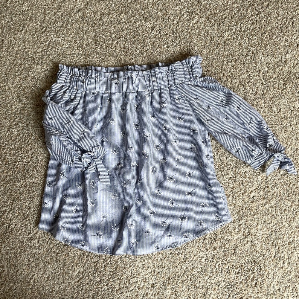 Love Notes Striped Ruffle Dandelion Top - M